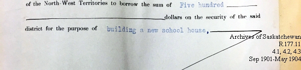 Saskatchewan One Room School House Orders Issued by the Commissioner of Education. Province of Saskatchewan, Canada. Sept 1901- May 1904