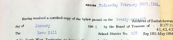 Saskatchewan One Room School House Orders Issued by the Commissioner of Education. Province of Saskatchewan, Canada. Sept 1901- May 1904