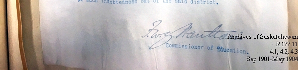 Saskatchewan One Room School House Orders Issued by the Commissioner of Education. Province of Saskatchewan, Canada. Sept 1901- May 1904