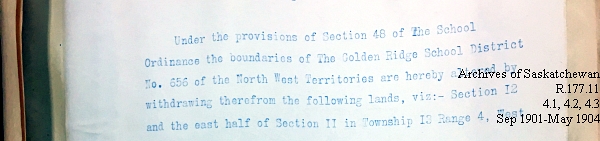 Saskatchewan One Room School House Orders Issued by the Commissioner of Education. Province of Saskatchewan, Canada. Sept 1901- May 1904