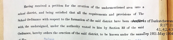 Saskatchewan One Room School House Orders Issued by the Commissioner of Education. Province of Saskatchewan, Canada. Sept 1901- May 1904
