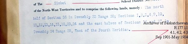 Saskatchewan One Room School House Orders Issued by the Commissioner of Education. Province of Saskatchewan, Canada. Sept 1901- May 1904