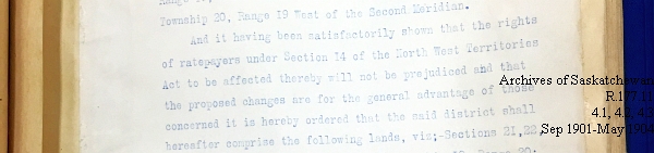 Saskatchewan One Room School House Orders Issued by the Commissioner of Education. Province of Saskatchewan, Canada. Sept 1901- May 1904