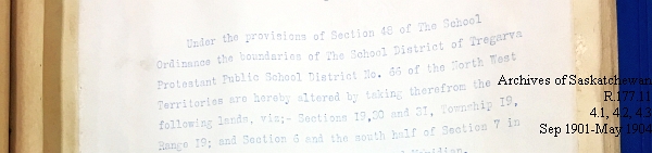 Saskatchewan One Room School House Orders Issued by the Commissioner of Education. Province of Saskatchewan, Canada. Sept 1901- May 1904