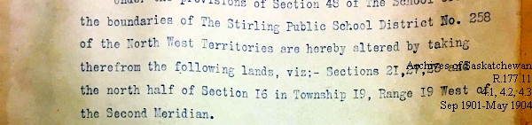 Saskatchewan One Room School House Orders Issued by the Commissioner of Education. Province of Saskatchewan, Canada. Sept 1901- May 1904