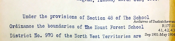 Saskatchewan One Room School House Orders Issued by the Commissioner of Education. Province of Saskatchewan, Canada. Sept 1901- May 1904