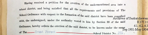 Saskatchewan One Room School House Orders Issued by the Commissioner of Education. Province of Saskatchewan, Canada. Sept 1901- May 1904