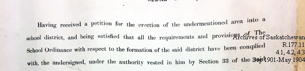 Saskatchewan One Room School House Orders Issued by the Commissioner of Education. Province of Saskatchewan, Canada. Sept 1901- May 1904