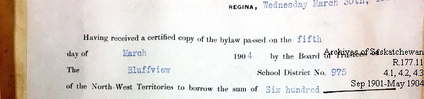 Saskatchewan One Room School House Orders Issued by the Commissioner of Education. Province of Saskatchewan, Canada. Sept 1901- May 1904