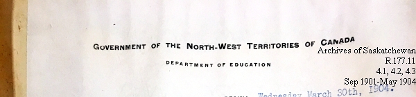 Saskatchewan One Room School House Orders Issued by the Commissioner of Education. Province of Saskatchewan, Canada. Sept 1901- May 1904