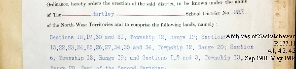 Saskatchewan One Room School House Orders Issued by the Commissioner of Education. Province of Saskatchewan, Canada. Sept 1901- May 1904