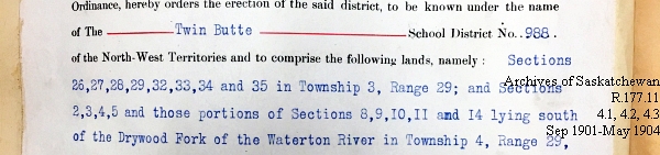 Saskatchewan One Room School House Orders Issued by the Commissioner of Education. Province of Saskatchewan, Canada. Sept 1901- May 1904