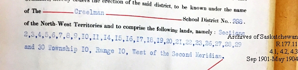 Saskatchewan One Room School House Orders Issued by the Commissioner of Education. Province of Saskatchewan, Canada. Sept 1901- May 1904