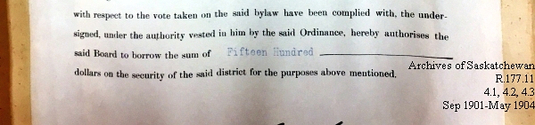 Saskatchewan One Room School House Orders Issued by the Commissioner of Education. Province of Saskatchewan, Canada. Sept 1901- May 1904