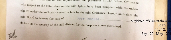 Saskatchewan One Room School House Orders Issued by the Commissioner of Education. Province of Saskatchewan, Canada. Sept 1901- May 1904