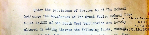 Saskatchewan One Room School House Orders Issued by the Commissioner of Education. Province of Saskatchewan, Canada. Sept 1901- May 1904