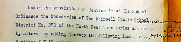 Saskatchewan One Room School House Orders Issued by the Commissioner of Education. Province of Saskatchewan, Canada. Sept 1901- May 1904