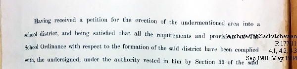 Saskatchewan One Room School House Orders Issued by the Commissioner of Education. Province of Saskatchewan, Canada. Sept 1901- May 1904