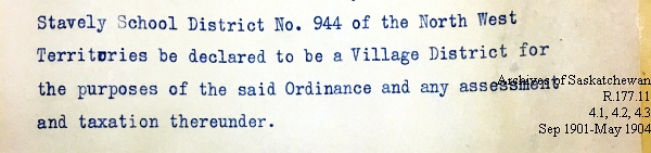 Saskatchewan One Room School House Orders Issued by the Commissioner of Education. Province of Saskatchewan, Canada. Sept 1901- May 1904