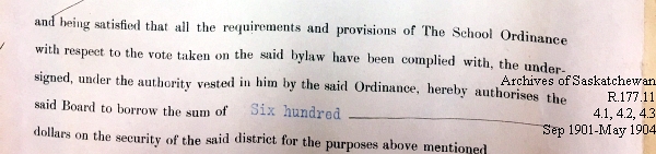 Saskatchewan One Room School House Orders Issued by the Commissioner of Education. Province of Saskatchewan, Canada. Sept 1901- May 1904