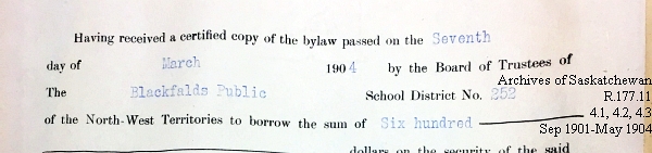 Saskatchewan One Room School House Orders Issued by the Commissioner of Education. Province of Saskatchewan, Canada. Sept 1901- May 1904