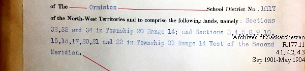 Saskatchewan One Room School House Orders Issued by the Commissioner of Education. Province of Saskatchewan, Canada. Sept 1901- May 1904