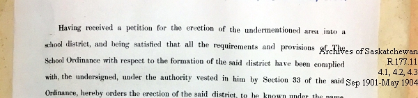 Saskatchewan One Room School House Orders Issued by the Commissioner of Education. Province of Saskatchewan, Canada. Sept 1901- May 1904