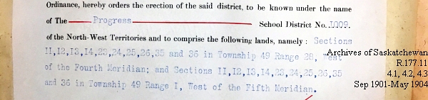 Saskatchewan One Room School House Orders Issued by the Commissioner of Education. Province of Saskatchewan, Canada. Sept 1901- May 1904