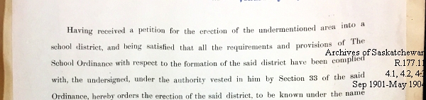 Saskatchewan One Room School House Orders Issued by the Commissioner of Education. Province of Saskatchewan, Canada. Sept 1901- May 1904