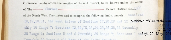 Saskatchewan One Room School House Orders Issued by the Commissioner of Education. Province of Saskatchewan, Canada. Sept 1901- May 1904