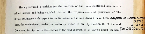 Saskatchewan One Room School House Orders Issued by the Commissioner of Education. Province of Saskatchewan, Canada. Sept 1901- May 1904