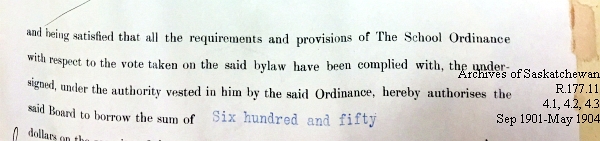Saskatchewan One Room School House Orders Issued by the Commissioner of Education. Province of Saskatchewan, Canada. Sept 1901- May 1904