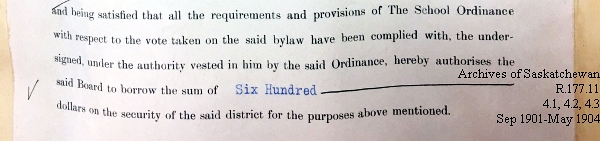 Saskatchewan One Room School House Orders Issued by the Commissioner of Education. Province of Saskatchewan, Canada. Sept 1901- May 1904