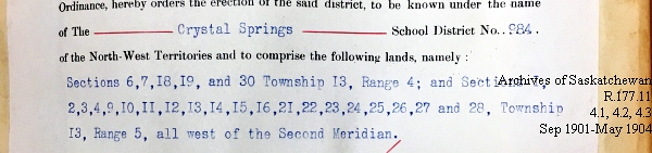 Saskatchewan One Room School House Orders Issued by the Commissioner of Education. Province of Saskatchewan, Canada. Sept 1901- May 1904