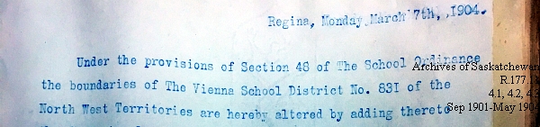 Saskatchewan One Room School House Orders Issued by the Commissioner of Education. Province of Saskatchewan, Canada. Sept 1901- May 1904