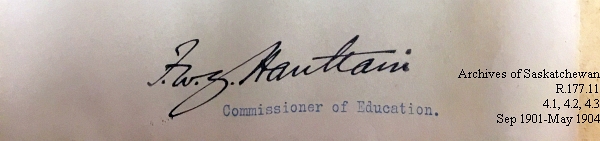 Saskatchewan One Room School House Orders Issued by the Commissioner of Education. Province of Saskatchewan, Canada. Sept 1901- May 1904