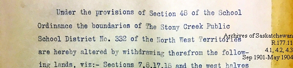 Saskatchewan One Room School House Orders Issued by the Commissioner of Education. Province of Saskatchewan, Canada. Sept 1901- May 1904