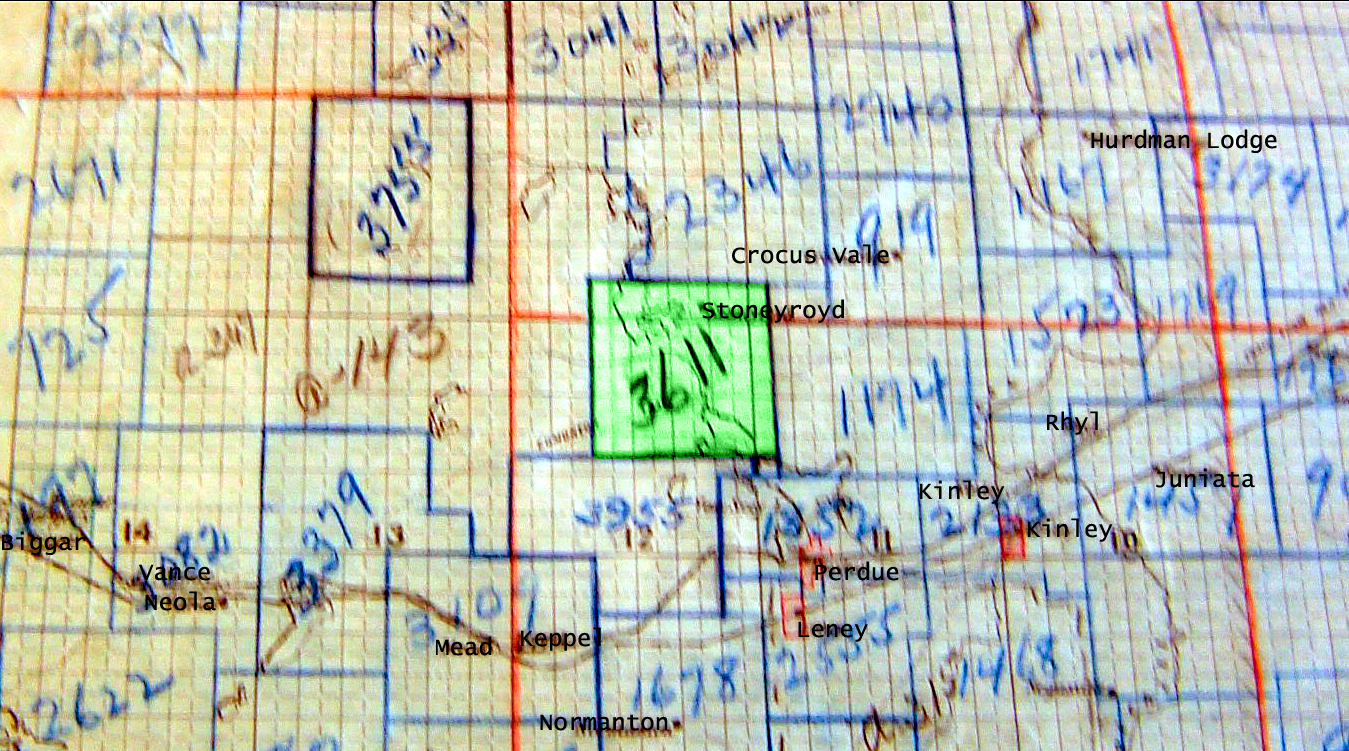 Park Lake School District 3611 marked in green 	SE 	Sec 	26 Tsp 36 	Rge 12 	W	of the 3 Meridian Perdue Saskatchewan 