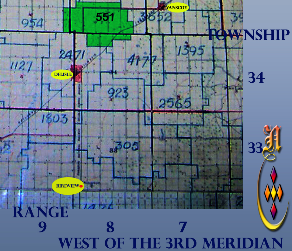 Peveril school #551 in 1911 was NW  5 - 33 - 8  West 3rd, Rm of Vanscoy # 345