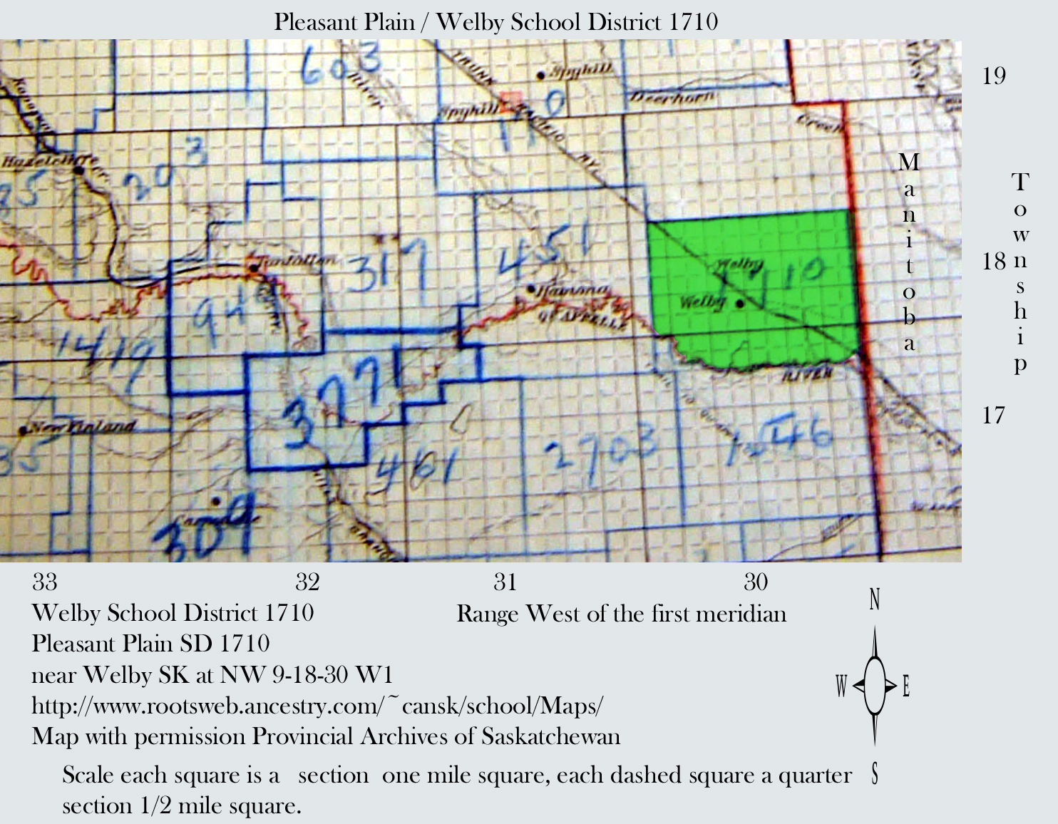 Pleasant Plain School District 1710, WelbySchool District 1710, .North West 1/4 Section 3 township 18 Range 30 West of the First Meridian, Welby, NW 9-18-30 W1,  Saskatchewan 