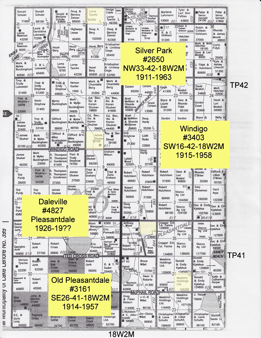 Map of Pleasantdale School District 3161, 1914-1957, South East quarter of section 26 Township 41 range 18 west of the second meridian, near the village of Pleasantdale, ne 34 41 18 w2, north of Naicam, first P.O.name Windgap SW 36 41 18 W2,  Pleasantdale RM 398 Saskatchewan, Sask, Sk, Canada, township, range, meridian, vintage, antique, school, school house, one room school house, one room school, school-house, one-room school-house, one room school house project, One Room School Project,   