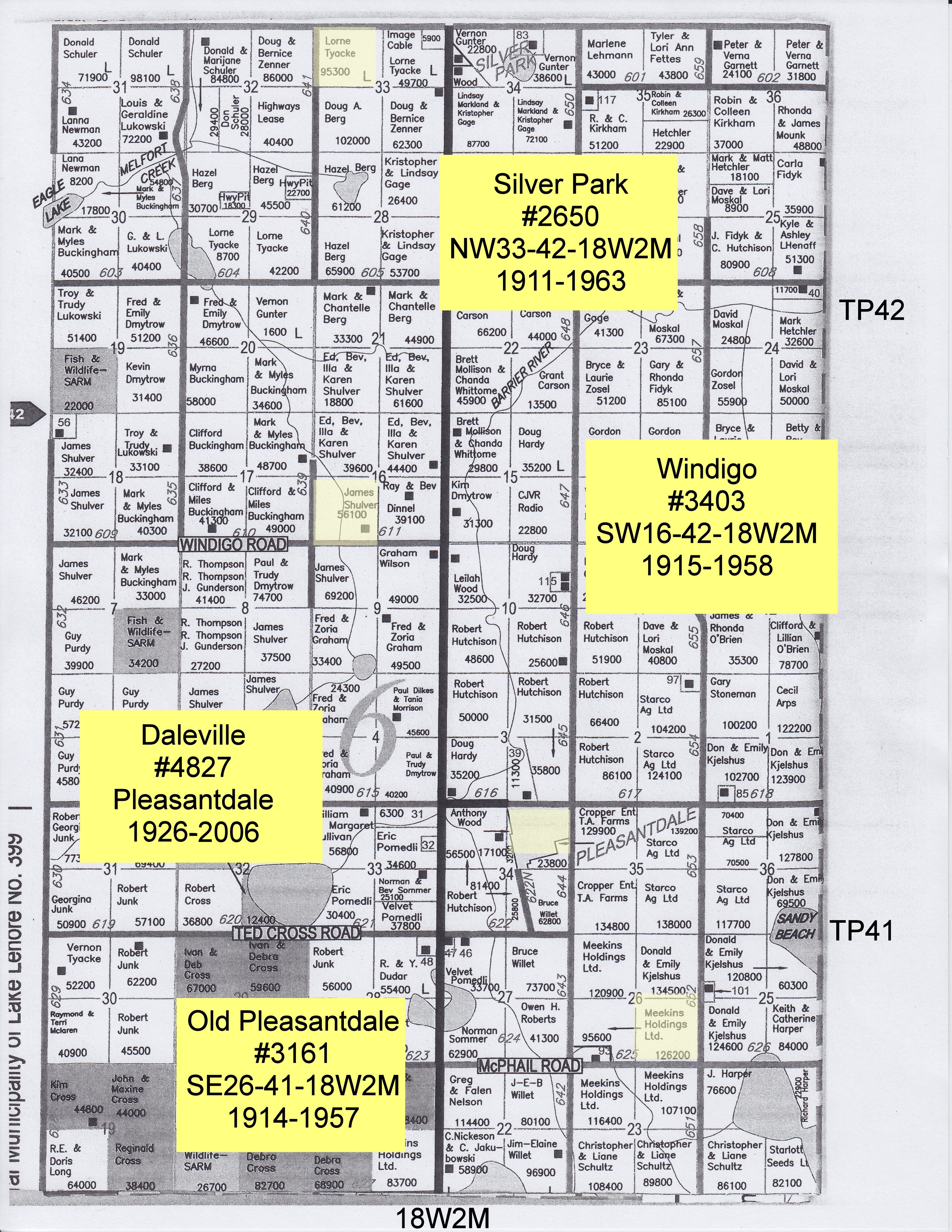 Map of Pleasantdale School District 3161, 1914-1957, South East quarter of section 26 Township 41 range 18 west of the second meridian, near the village of Pleasantdale, ne 34 41 18 w2, north of Naicam, first P.O.name Windgap SW 36 41 18 W2,  Pleasantdale RM 398 Saskatchewan, Sask, Sk, Canada, township, range, meridian, vintage, antique, school, school house, one room school house, one room school, school-house, one-room school-house, one room school house project, One Room School Project,   
