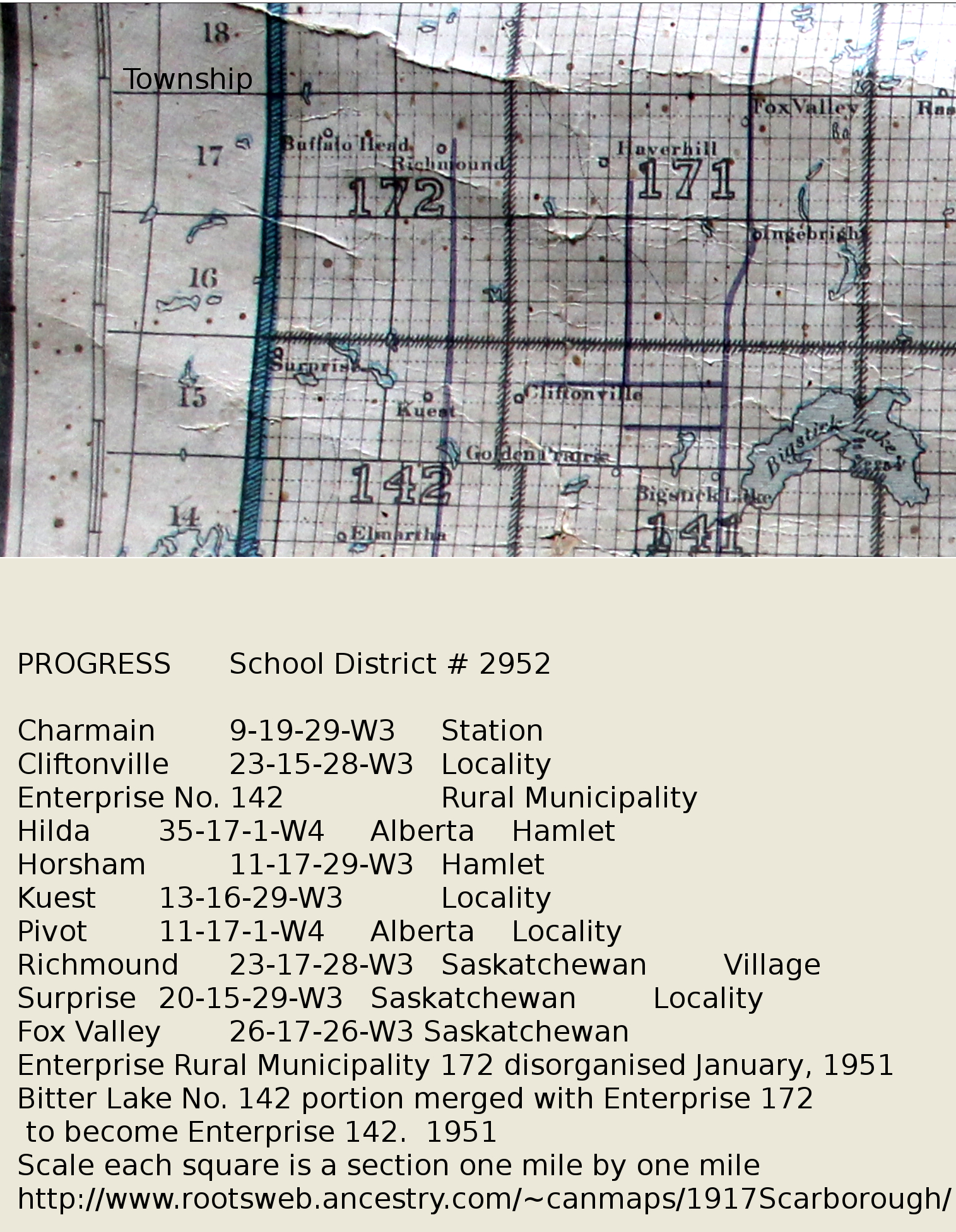 PROGRESS 	School District # 2952  Map