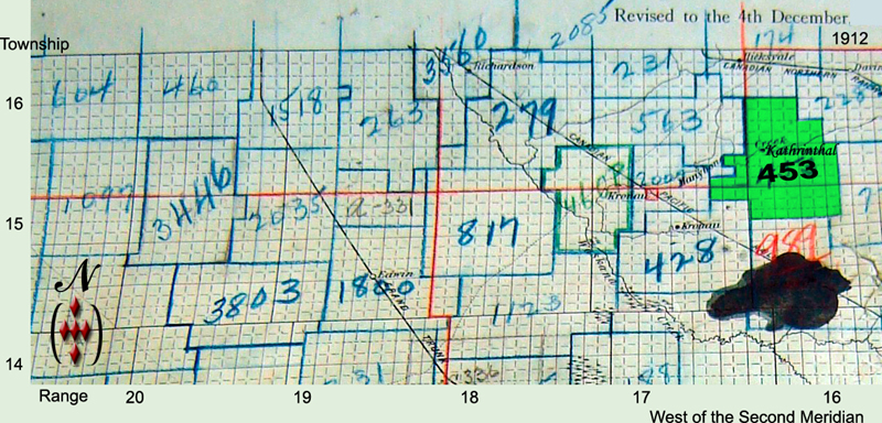  Rastadt School District 453, 1899-1970, township 16 range 17 west of the 2nd meridian, St. Peter's Colony NE section 7 township 16 range 1 west of the second meridian, Kronau Northwest section 33 township  15 range 17 west of the 2 meridian, Davin northwest section 26 township 16 range 16 west of the second meridian