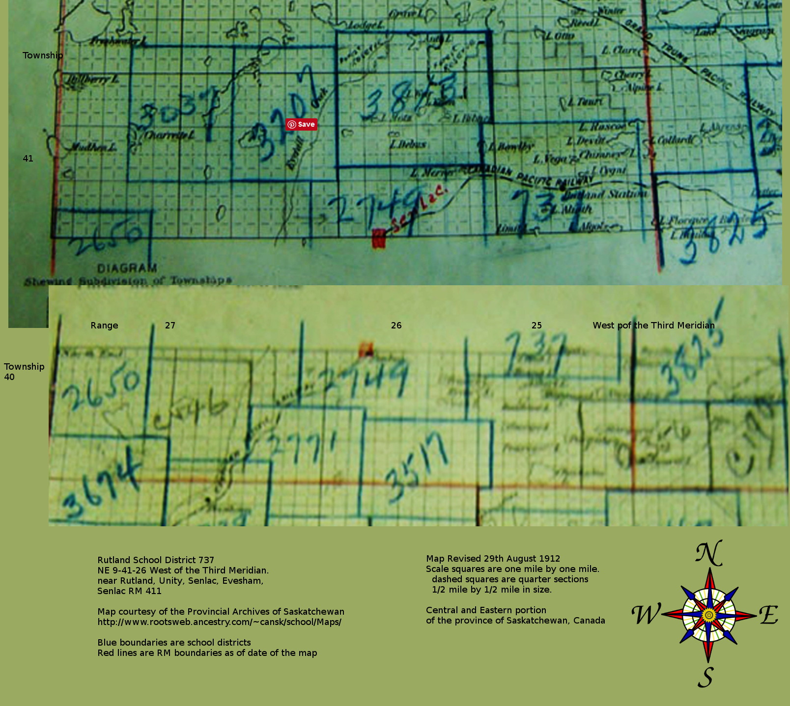  Rutland School District 737,NE 9-41-26 W3, Senlac, Evesham, Unity, Rutland, NW 9- 41 -25-W3,  Map