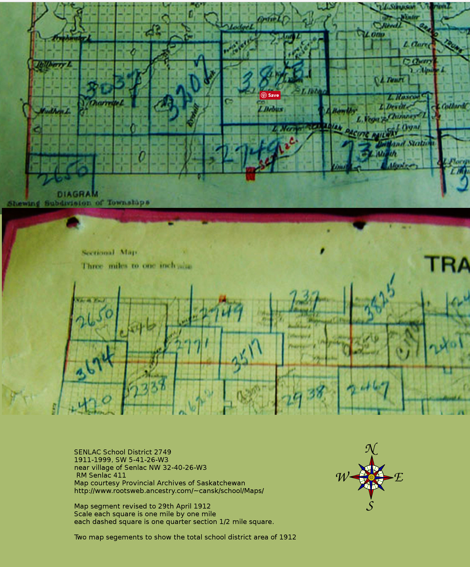  SENLAC School District 2749, 1911-1999, SW 5-41-26-W3, near village of Senlac NW 32-40-26-W3, RM Senlac 411, Saskatchewan,  