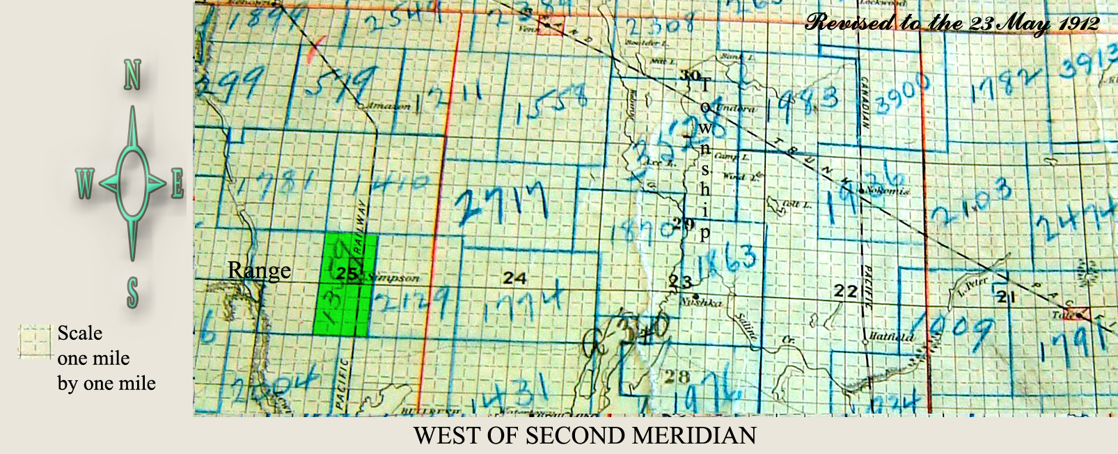 Simpson School District 1359 MAP, 1919-  , in town of Simpson, south west quarter of section 3 township 29 range 25 west of the second meridian         