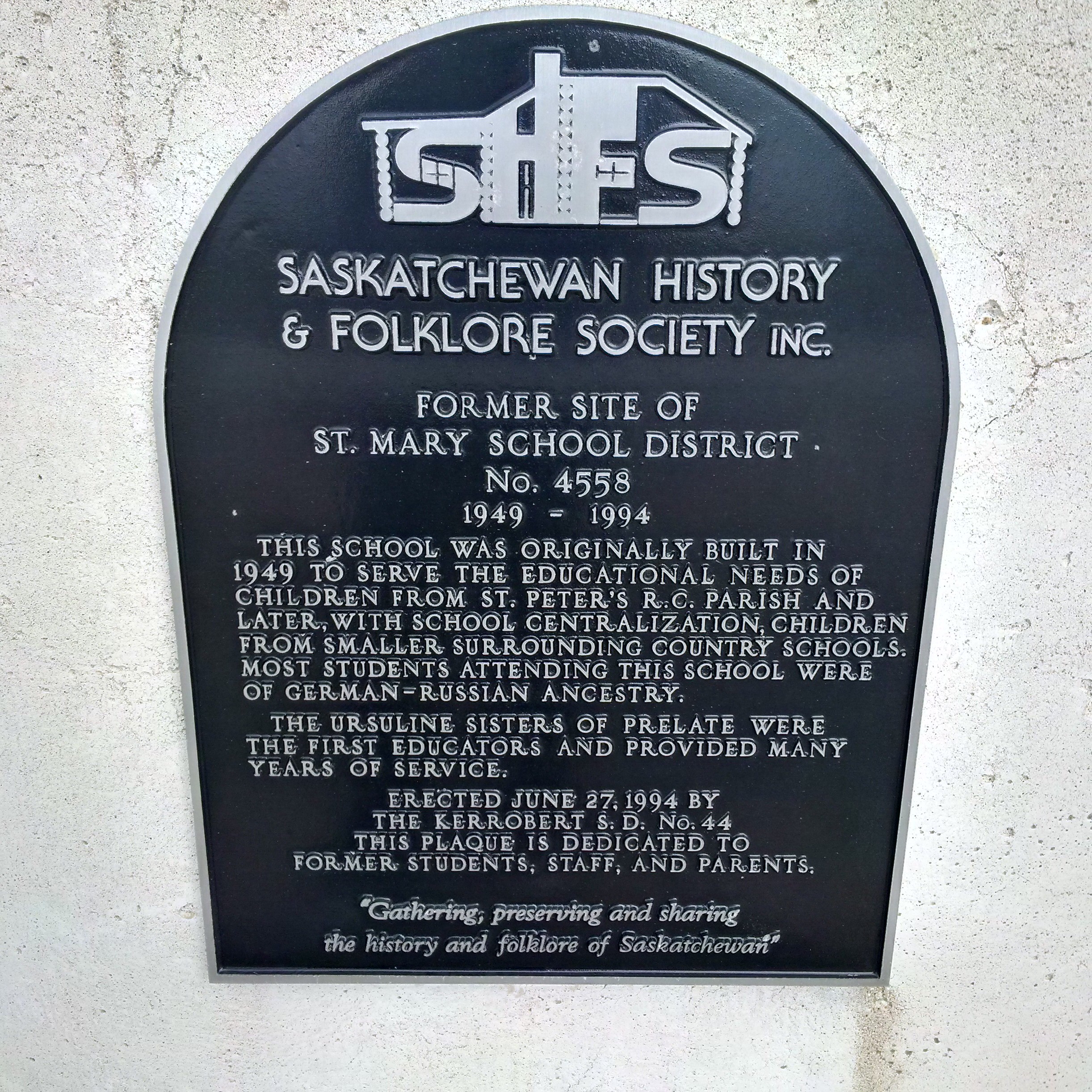  St Mary School District 4558, Walz School District 4558, 1949-1994, SE 8 37 28 W3, Cosine, Atkinson, Cactus Lake,  Saskatchewan,  