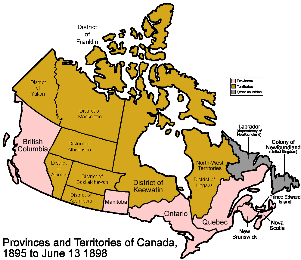 North-West Territories of Canada before the provinces of Alberta and Saskatchewan formed in 1905.  (Became the Northwest Territories in 1912.)