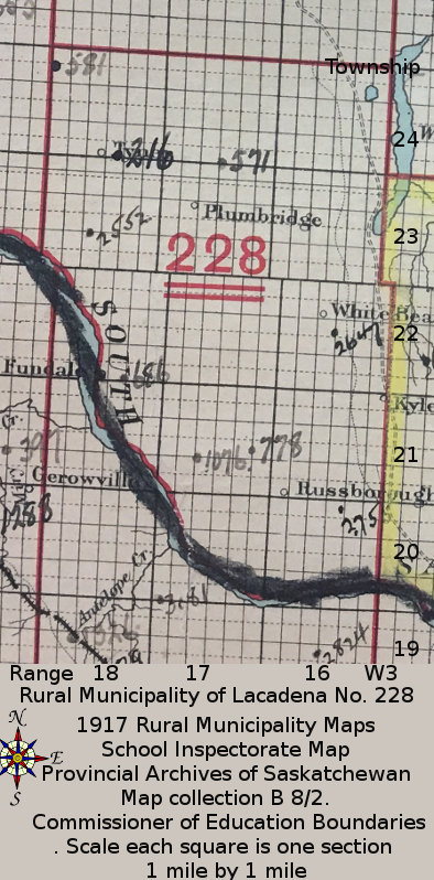 Rural Municipality Lacedena 228, WHITE BEAR School District 4773, 1928-1974, hamlet NW 18 22 16 W3, WHITE BEAR SCHOOL DISTRICT 2647 22-16-W3, Tuberose, 